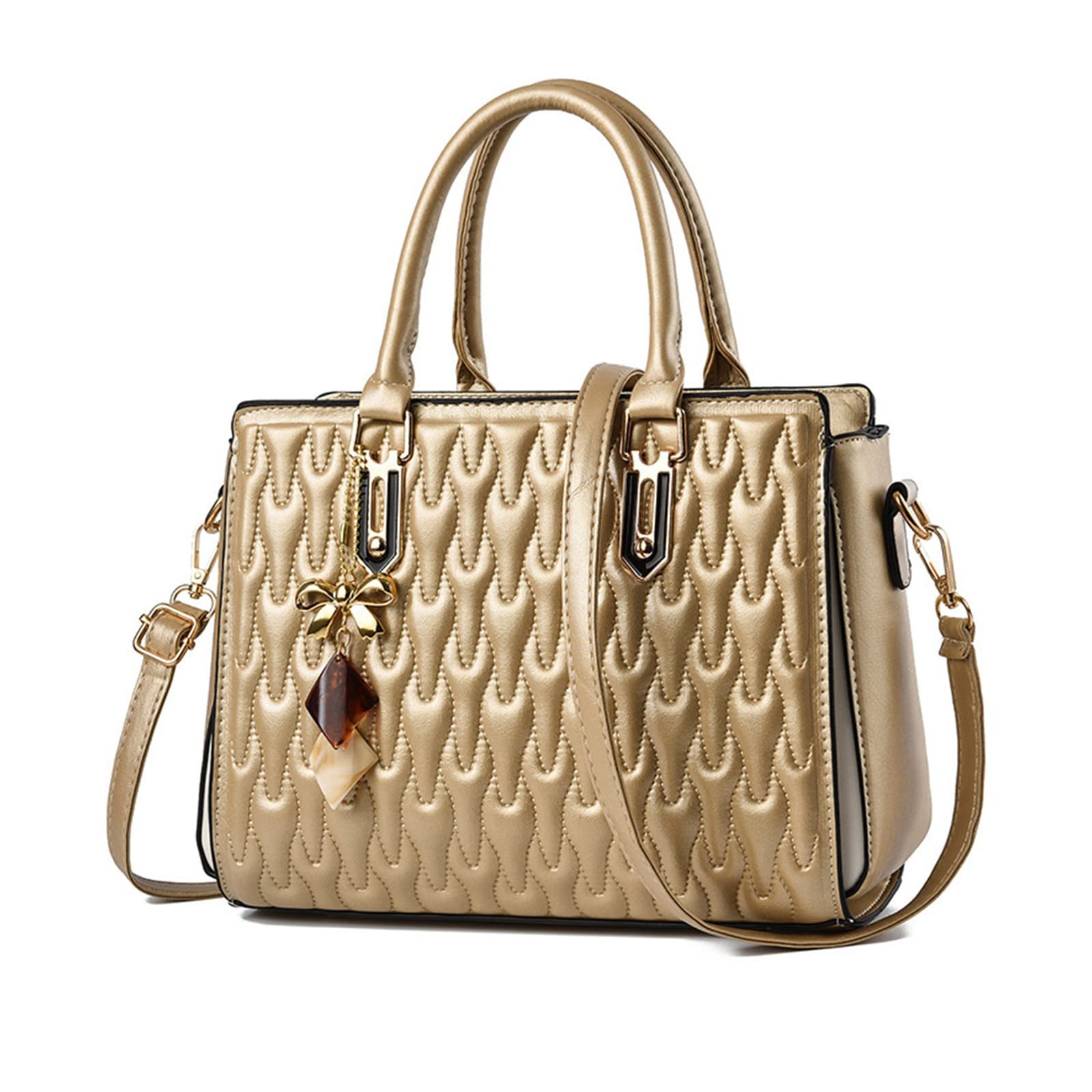 Сумка з верхньою ручкою NICOLE & DORIS, середнього розміру, з підвіскою, золотиста, фото №1