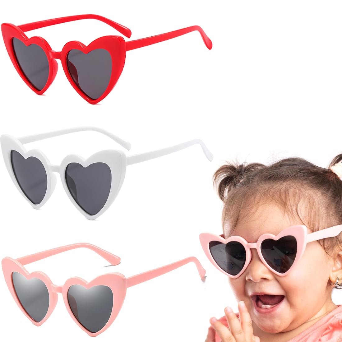 Сонцезахисні Окуляри Жіночі AAED Серцеподібні 3 шт, червоний, фото №7