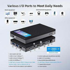 Міні ПК MeLE Quieter 4C / Intel Celeron N100 (3.4 ГГц) / RAM 8GB LPDDR4x / eMMC 128GB / 2 x HDMI 2.0 / LAN / Wi-Fi 5 / Bluetooth 5.1 / Windows 11 / Чорний synthetic.ua - Фото 1