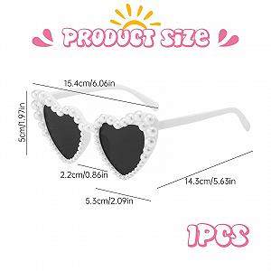 Слнцезащитные очки Сердце, Женские солнцезащитные очки в форме сердца, Свадебные аксессуары, Белые очки в форме сердца, Фестивальные солнцезащитные очки, Вечерние солнцезащитные очки, Жемчуг с Retro White synthetic.ua - Фото 1