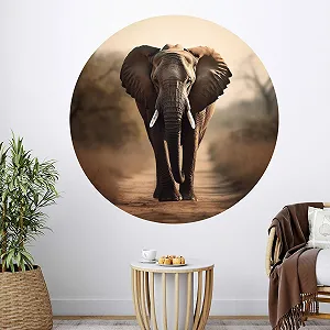 Наклейка для стін GRAZDesign Elephant Africa Round Wallpaper самоклейна 57 x 57 см - Фото 1