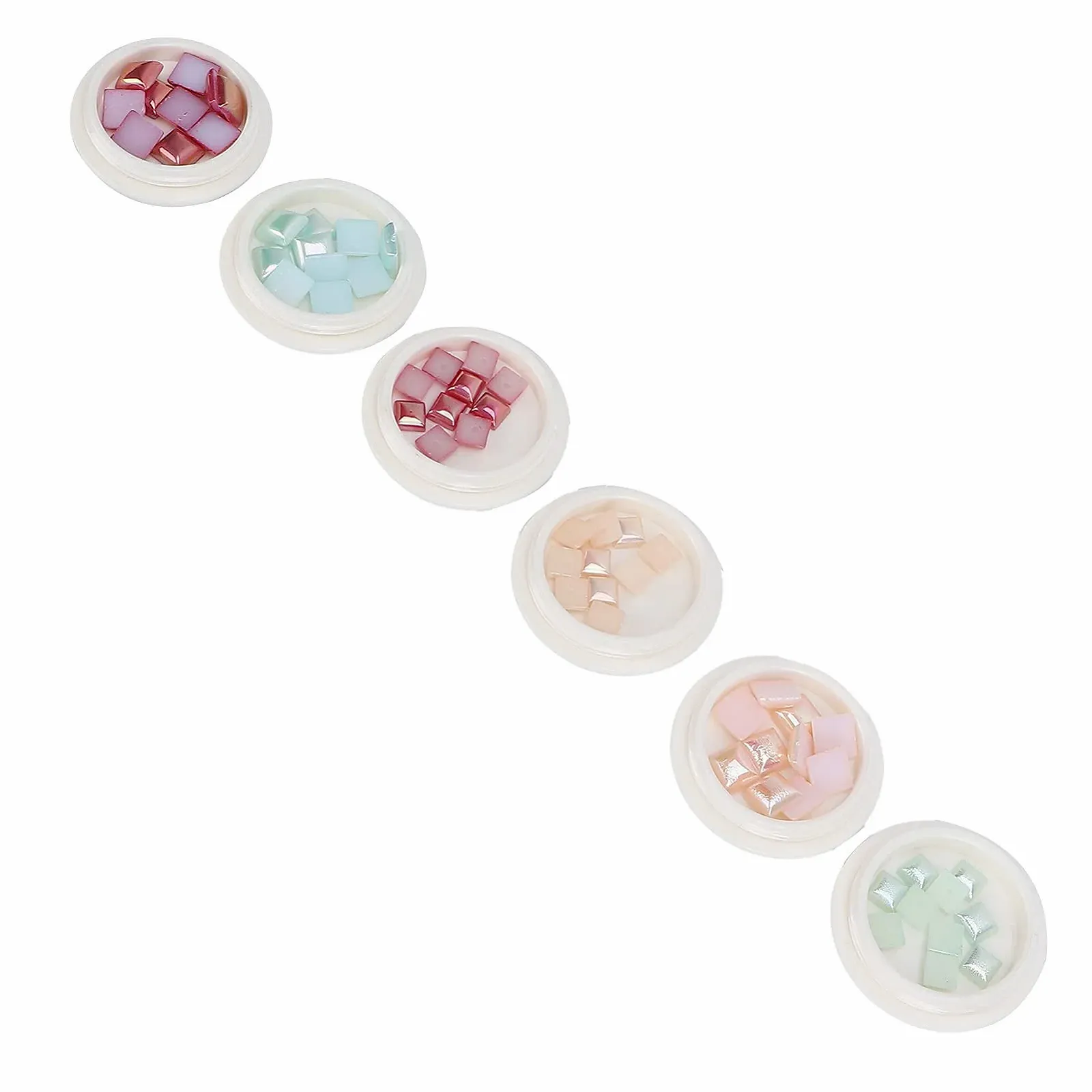 Блестки Квадратные для ногтей, Набор голографических блесток для ногтей, 6 цветов 3D Прямоугольные блестки-хлопья с коробкой, фото №6