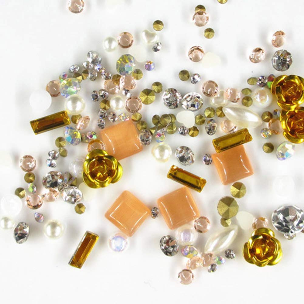 Наклейки для дизайну нігтів Квітка троянди Штучні перли Стрази 3D DIY, фото №8