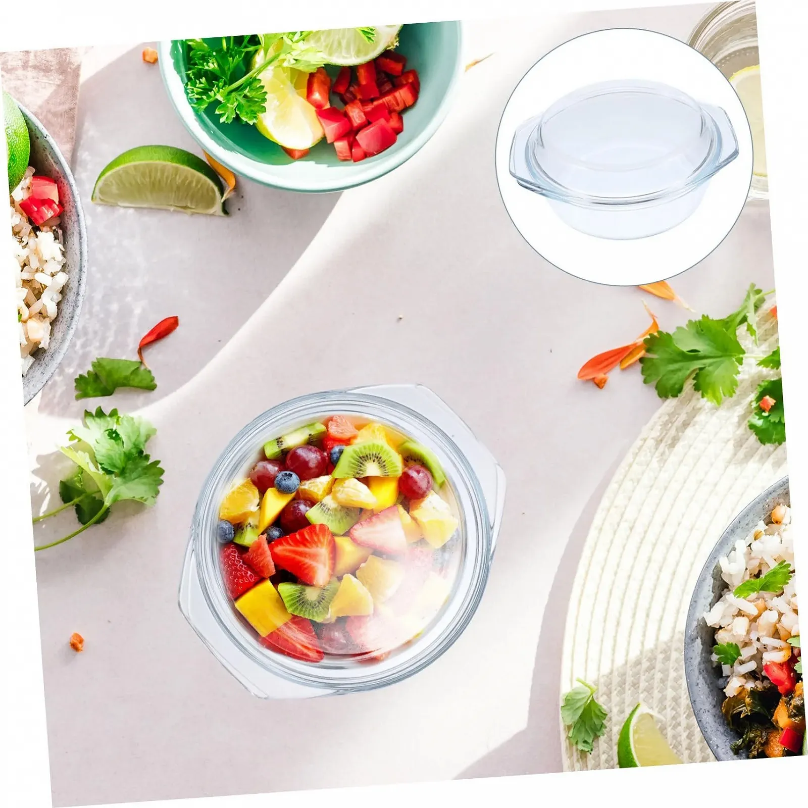 Форма для запікання Sosoport скляна з кришкою для мікрохвильової печі та духовки, фото №5