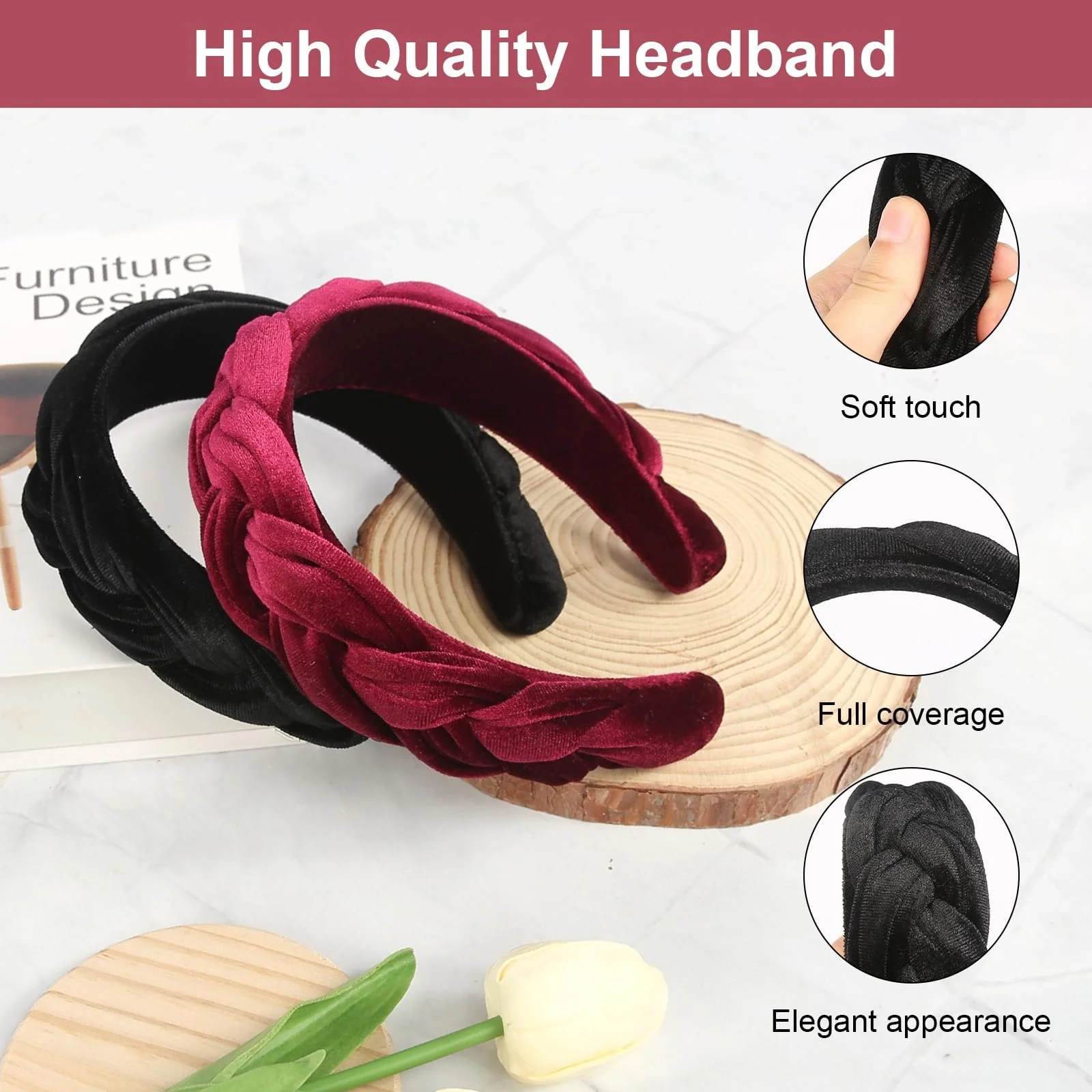 Обруч Оксамитовий плетіний вигляд, фото №3