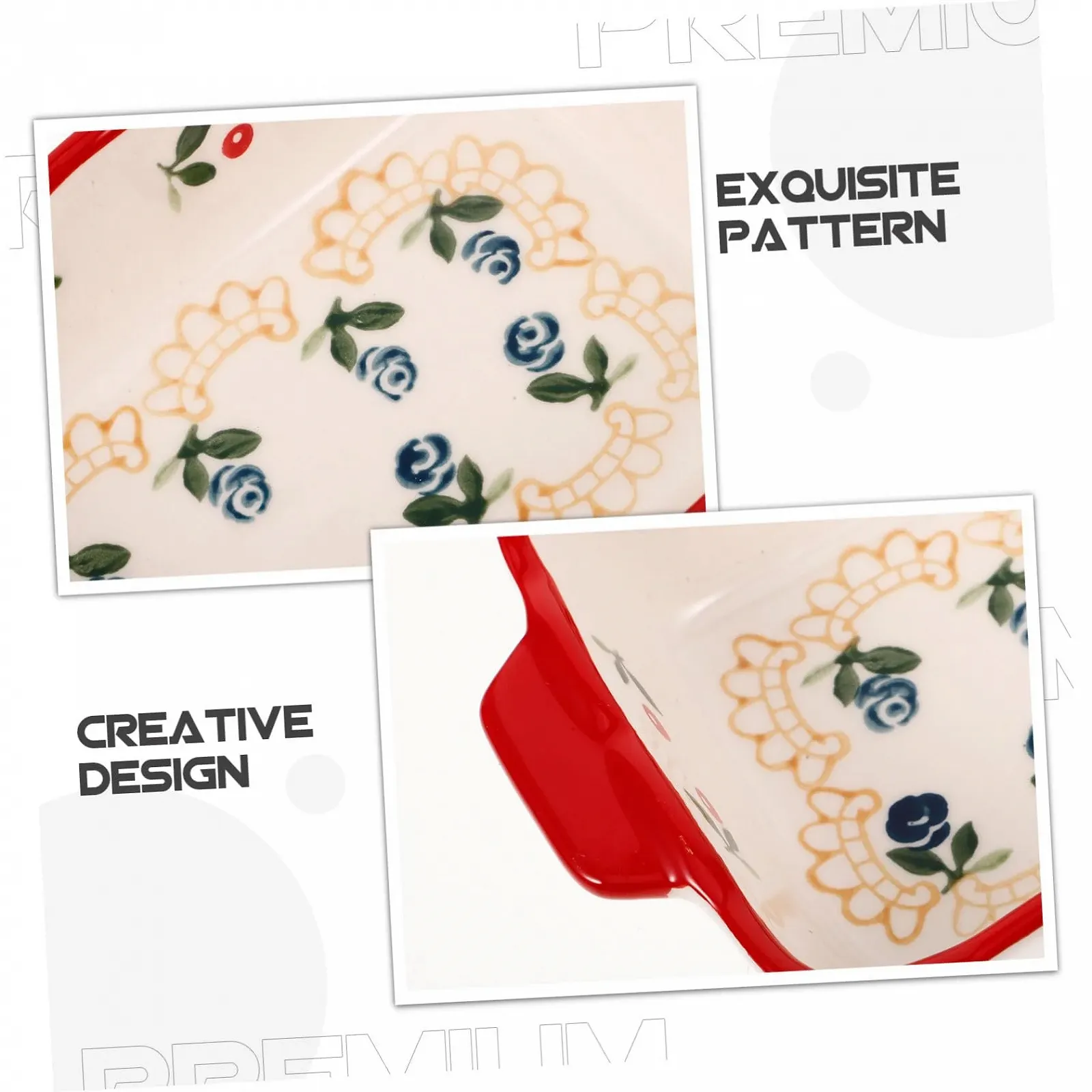 Форма для запікання керамічна прямокутна з ручками термостійка для мікрохвильової печі та духовки зносостійка, фото №6