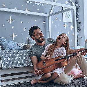 Наклейка на стіну дзеркальна Stars 82 шт. 3D самоклейна срібляста synthetic.ua - Фото 1