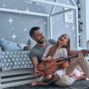 Наклейка на стіну дзеркальна Stars 82 шт. 3D самоклейна срібляста synthetic.ua - Фото 1