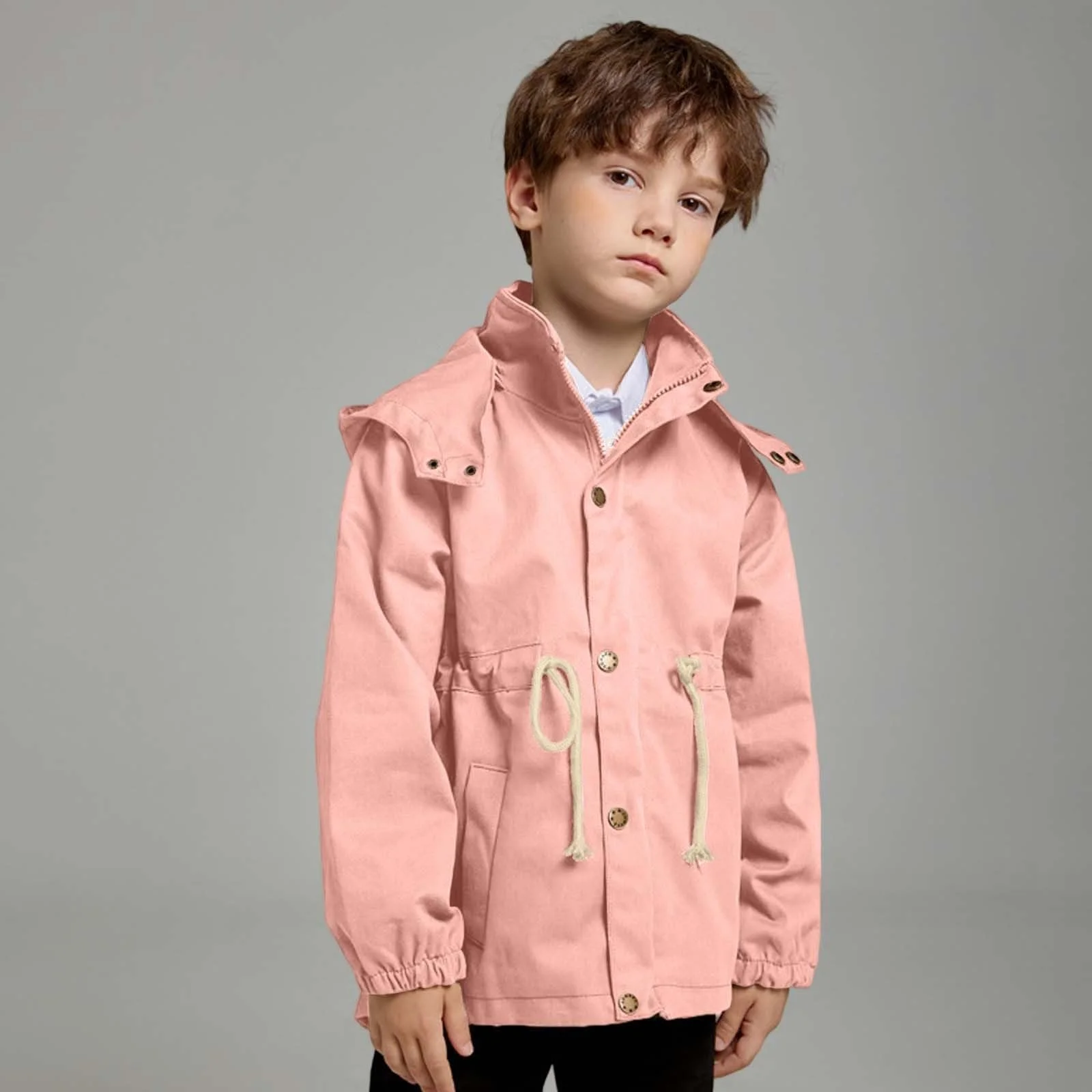 Куртка-бомбер Детская для мальчиков и девочек Переходная куртка Съемный капюшон Дождевая куртка Для улицы Школьная куртка Ветрозащитная Для школы, фото №3