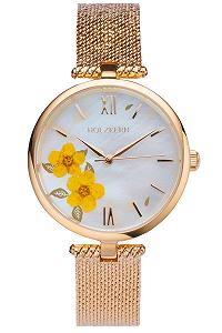 Женские часы HOLZKERN Everbloom Pflaumenblüte Желтый/Золотой - Фото 1