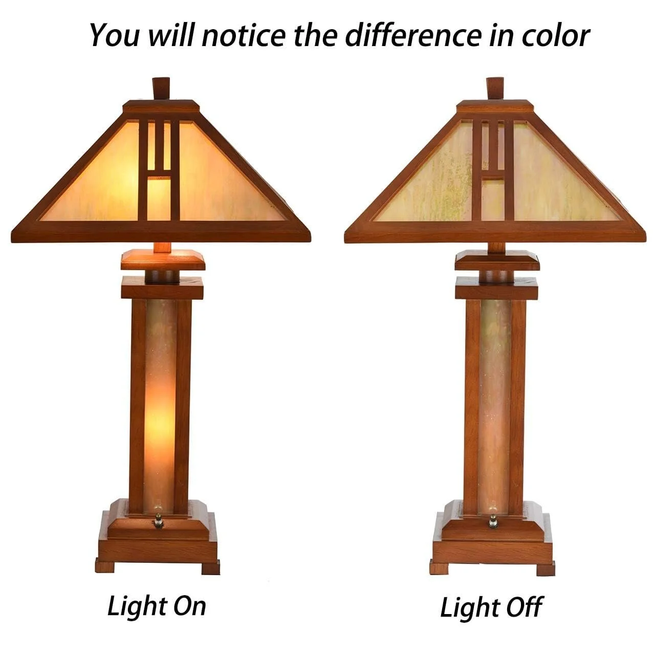 Настільна лампа Bieye Mission Tiffany Style L30796 вітражне скло дерев'яна основа висота 26 дюймів, фото №3