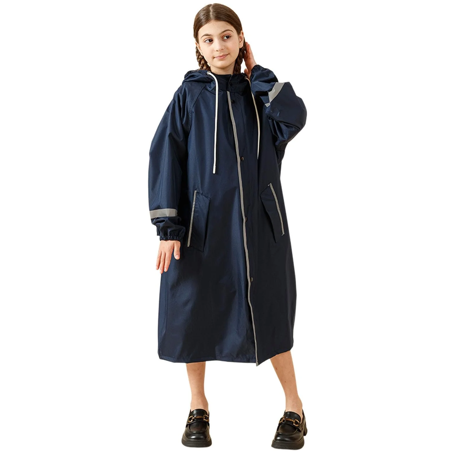 Дождевик Generisch Унисекс Детский дождевой пончо для девочек и мальчиков Водонепроницаемый дождевик Переходная куртка Защита от дождя Грязезащитный костюм для путешествий Кемпинга Походов и посещения школы, фото №2