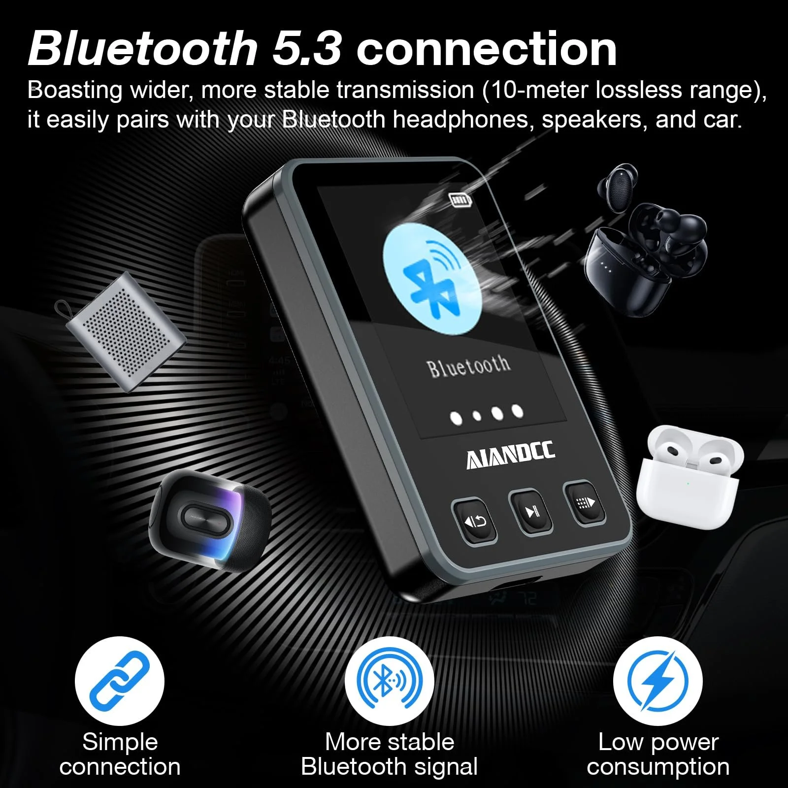 MP3 плеер Bluetooth 5.3 со спортивным зажимом и ремешком, 1.77-дюймовый TFT цветной экран, с наушниками, поддержка SD-карты до 128GB, Черный, фото №5