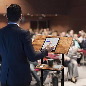 Стол ETHU стоячий, с регулировкой высоты, мобильный стол для ноутбука с наклонной столешницей и ящиками, стол с регулировкой высоты на колесах, тележка для презентаций для офиса и дома, с подстаканником synthetic.ua - Фото 1