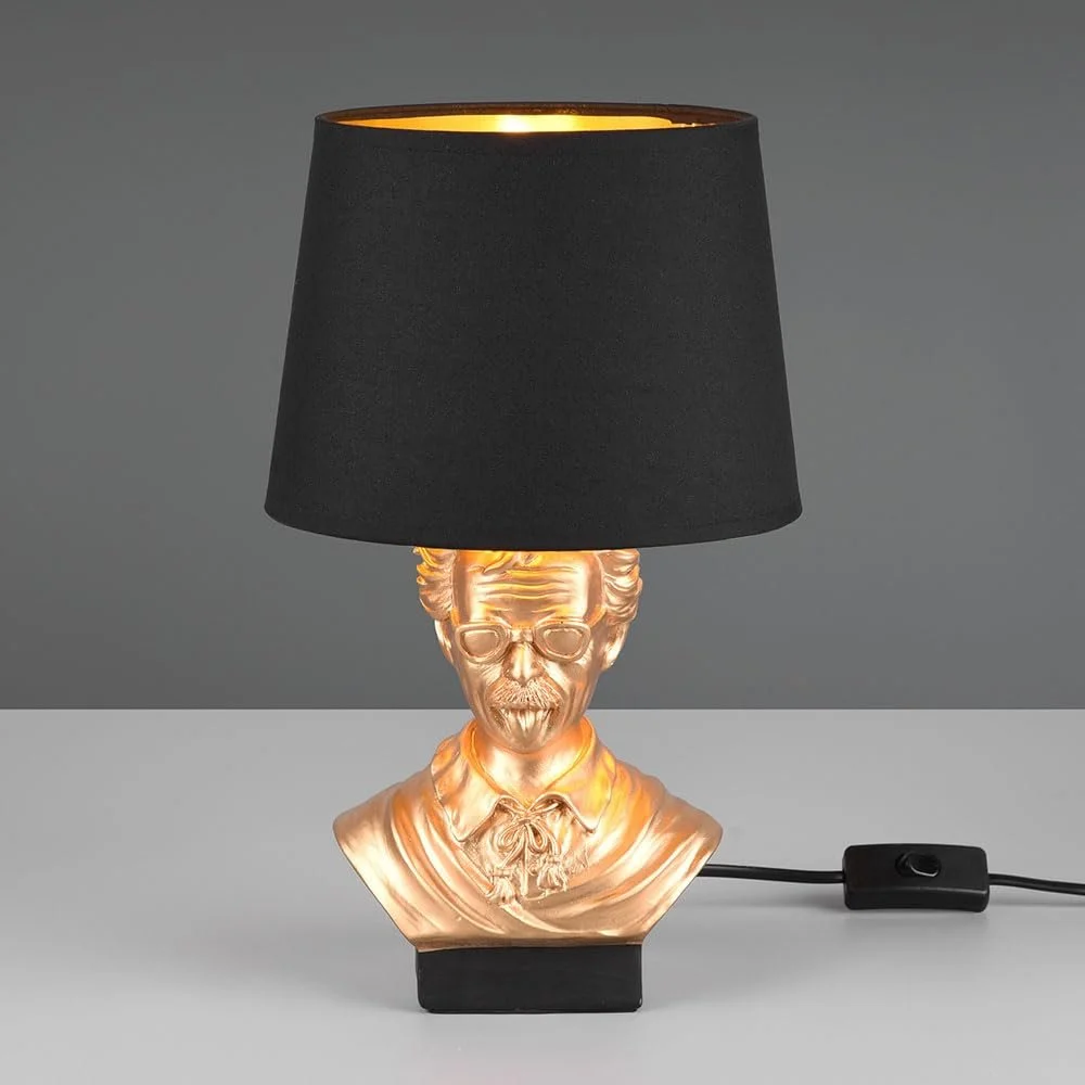 Настільна лампа etc-shop керамічна золото тканинний плафон E14 діаметр 21 см чорна, фото №4