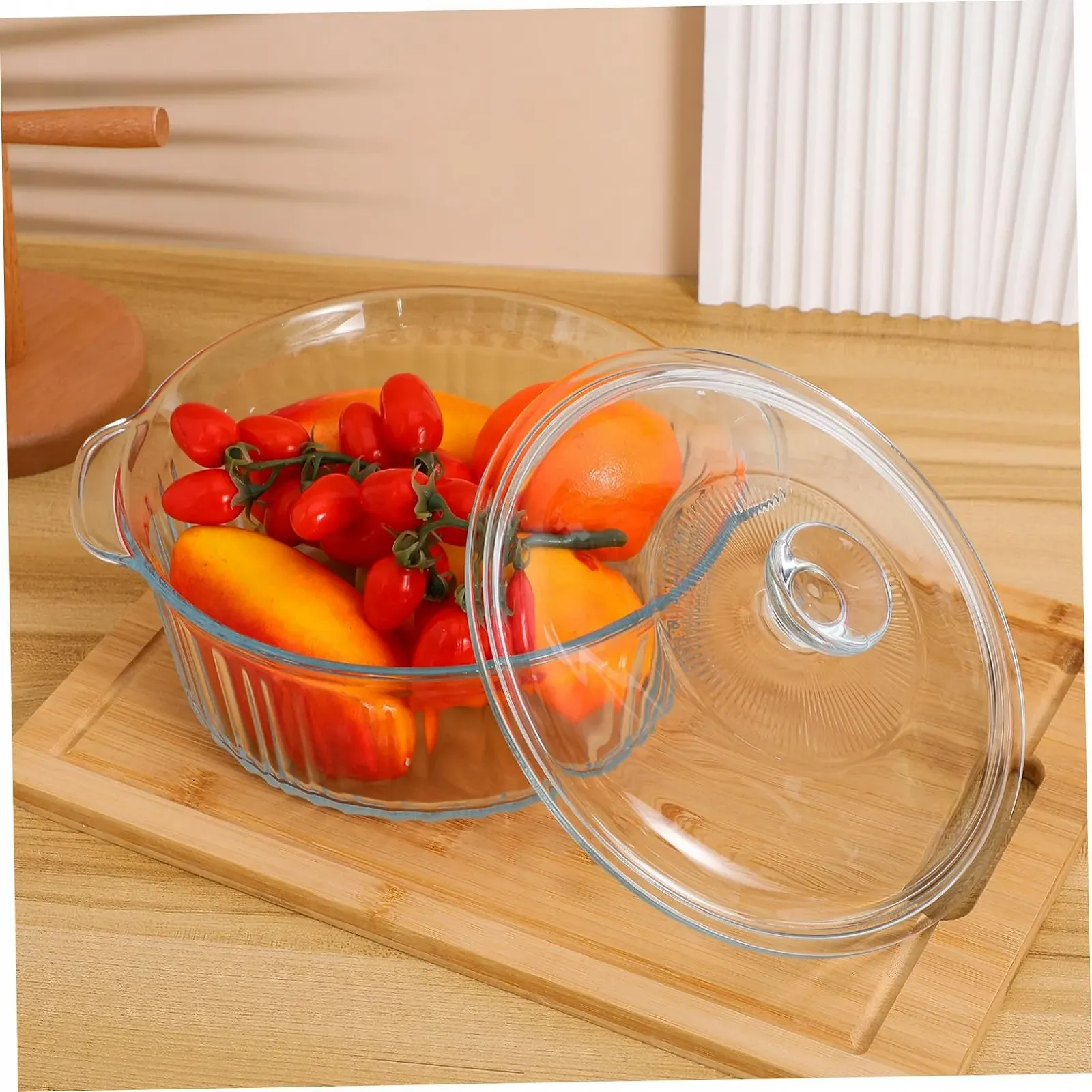 Форма для запікання VALICLUD кругла скляна з кришкою термостійка прозора, фото №6 Форма для запікання VALICLUD кругла скляна з кришкою термостійка прозора, фото №6