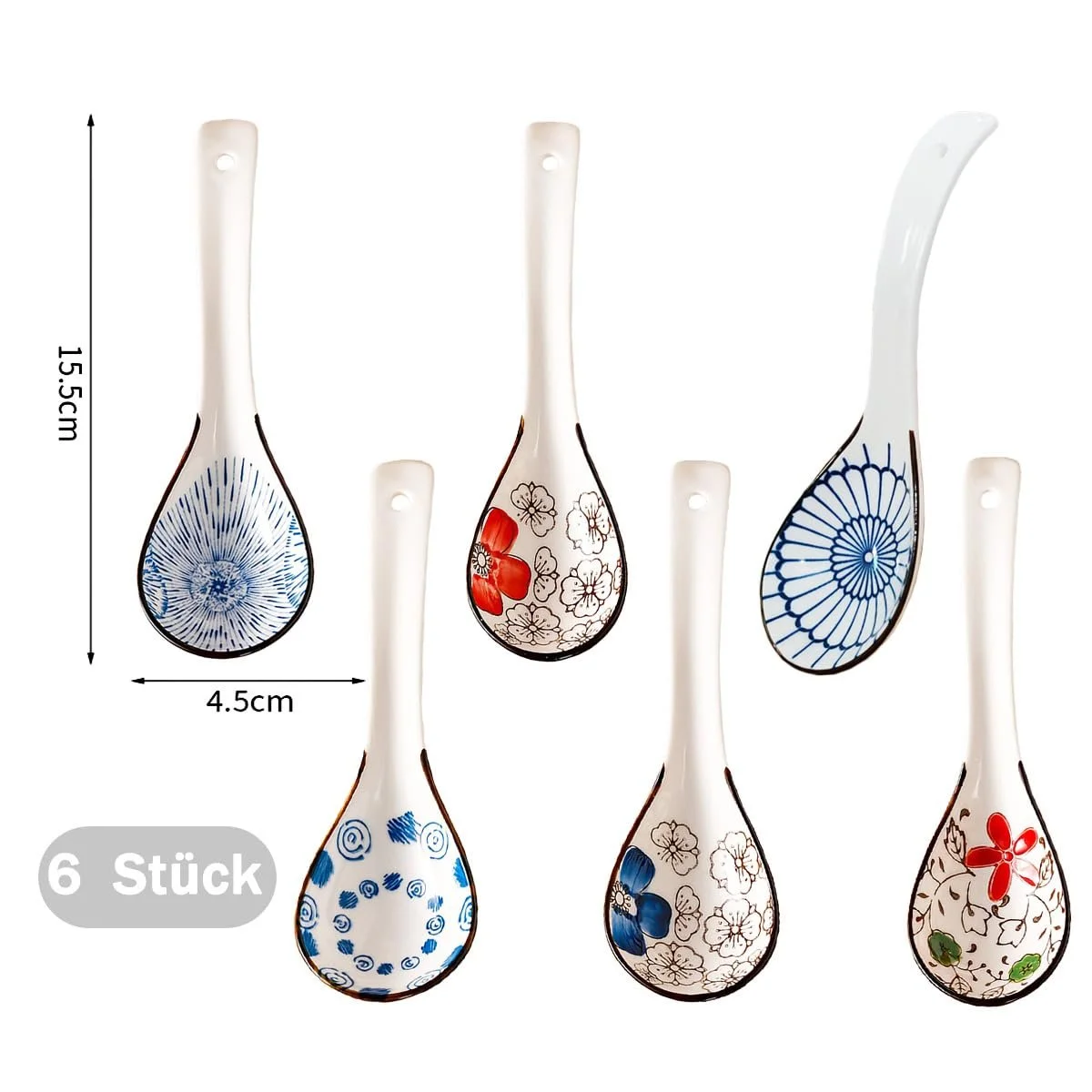 Ложка керамічна Asian для супу з довгою ручкою для пельменів, рисової локшини, фото №7