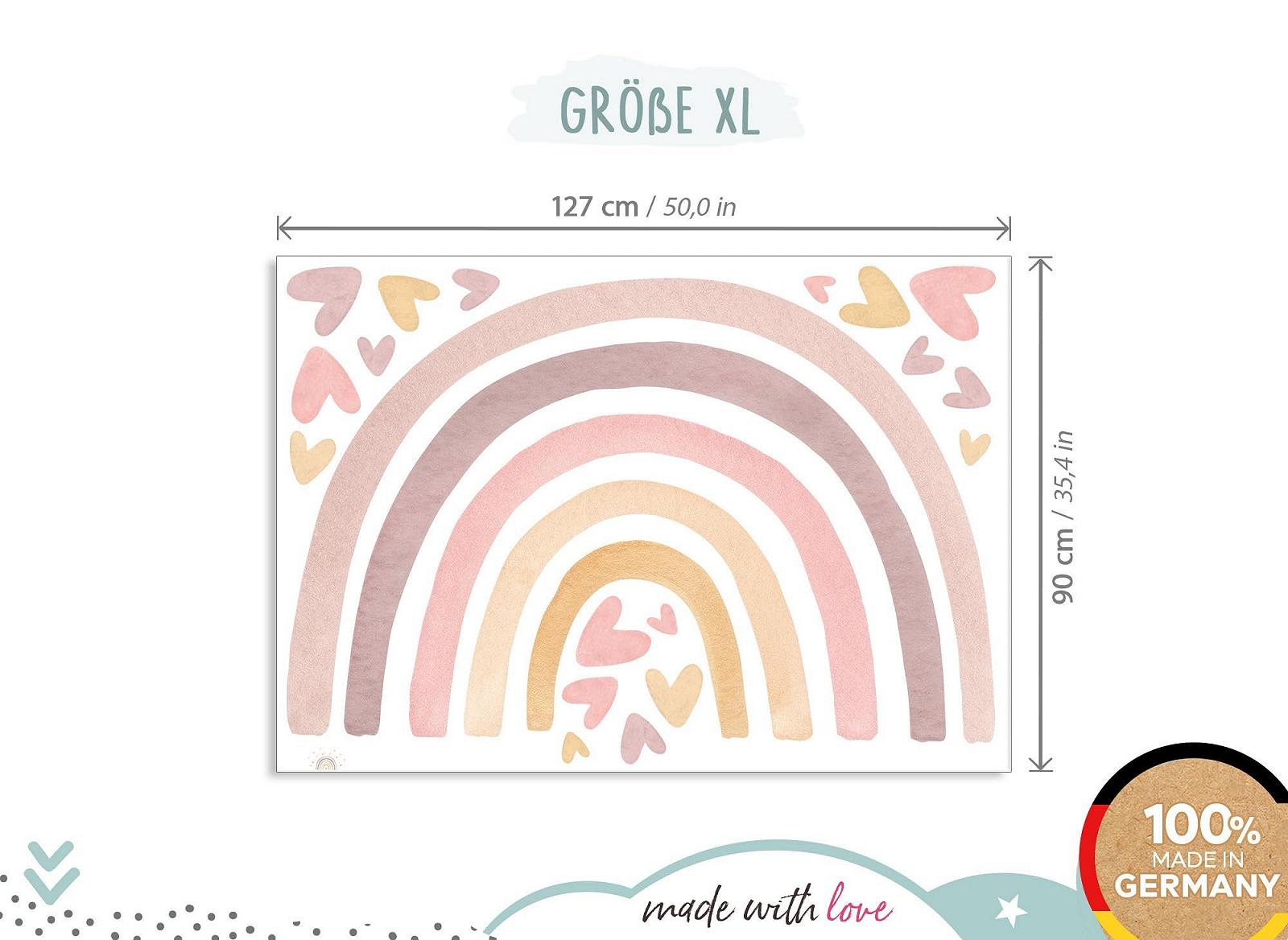 Наклейка на стену Little Deco DL5091 XL Радуга с сердечками Розово-желтая 218 x 129 см, фото №4