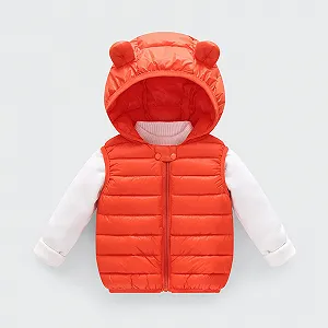 Детская зимняя куртка с медвежьими ушками, теплая безрукавка, стеганая synthetic.ua - Фото 1