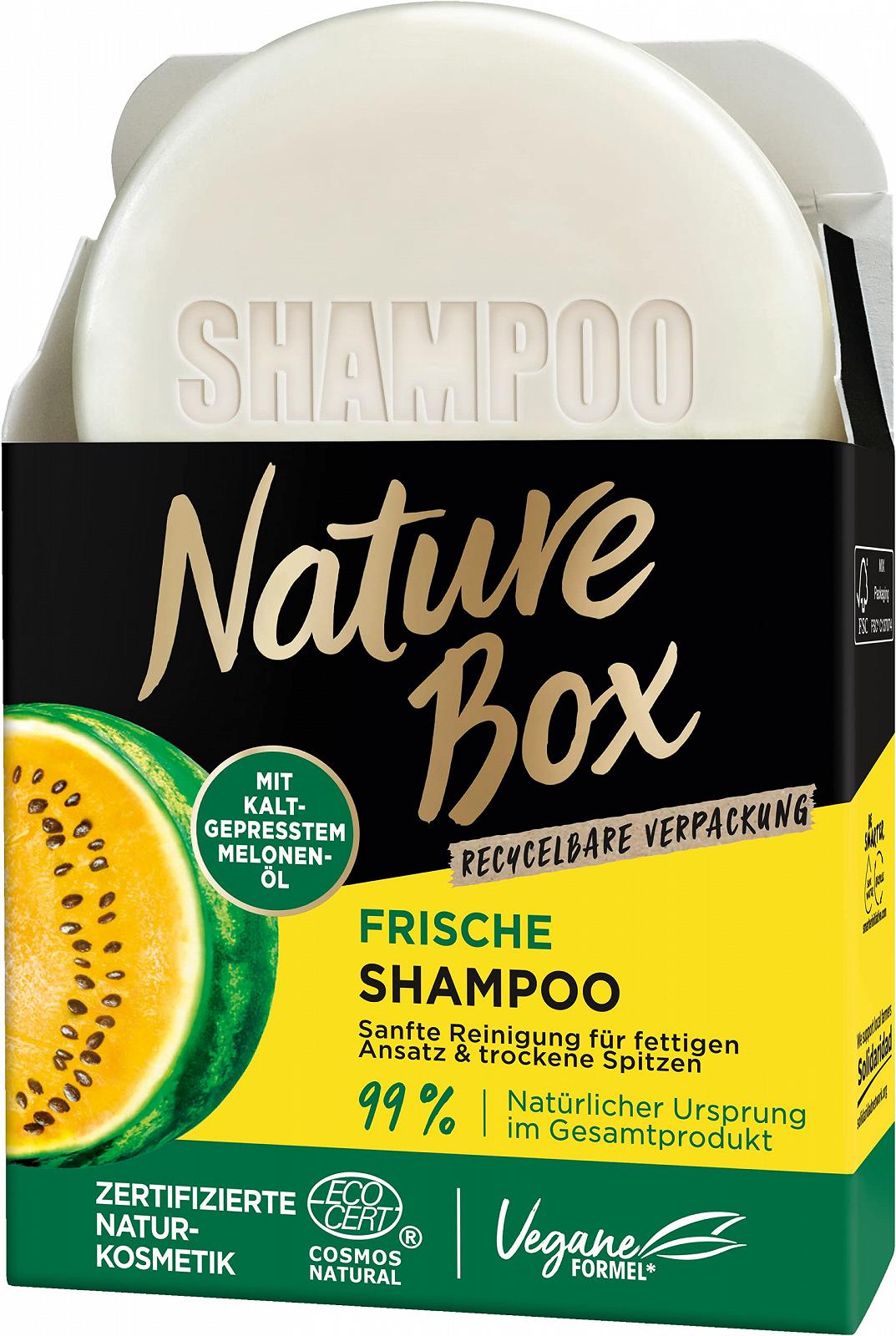 Шампунь Nature Box Firm Свіжий, 85 г, з олією дині холодного віджиму для жирного коріння та сухих кінчиків, в переробній упаковці, 2 x 85 г, фото №2