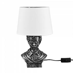 Настільна лампа etc-shop керамічна срібло тканинний плафон E14 діаметр 21 см біла - Фото 1