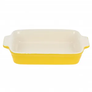 Керамическая форма для запекания Cabilock прямоугольная для духовки и микроволновой печи с двумя ручками жаропрочная многофункциональная желтая - Фото 1