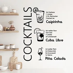 Наклейка на стіну GRAZDesign Cocktail Recipes Caipirinha самоклеюча 49 x 40 см 070 Чорний - Фото 1
