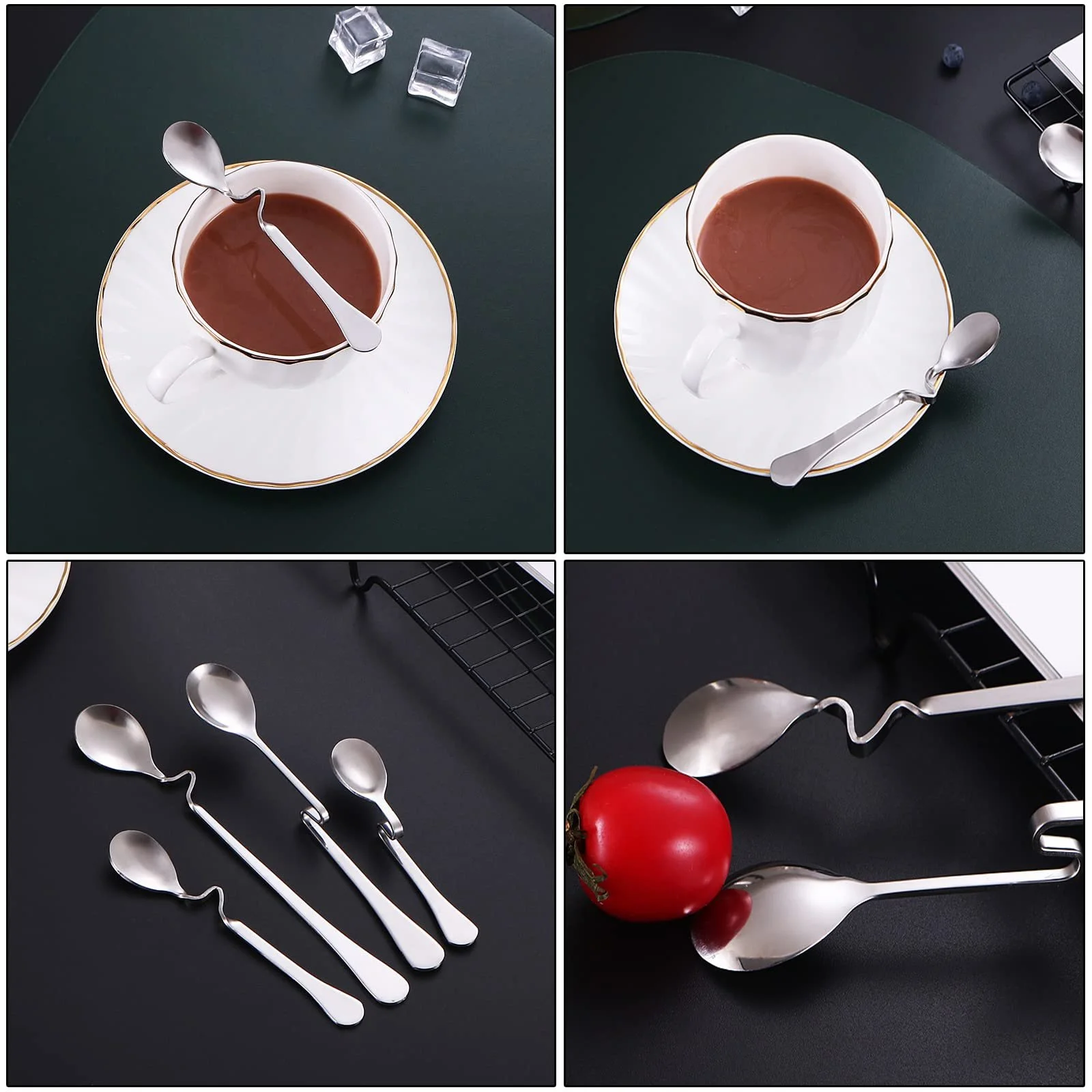 Ложка Kiwi, Спираль Honey, Ложка для меда, Ложка для джема, Ложка для кофе, Серебряный набор для меда с ложкой для всех чашек, стаканов, стеклянных бутылок, чайников и коктейлей, Идеальный набор для столовой посуды и чайной церемонии, фото №4