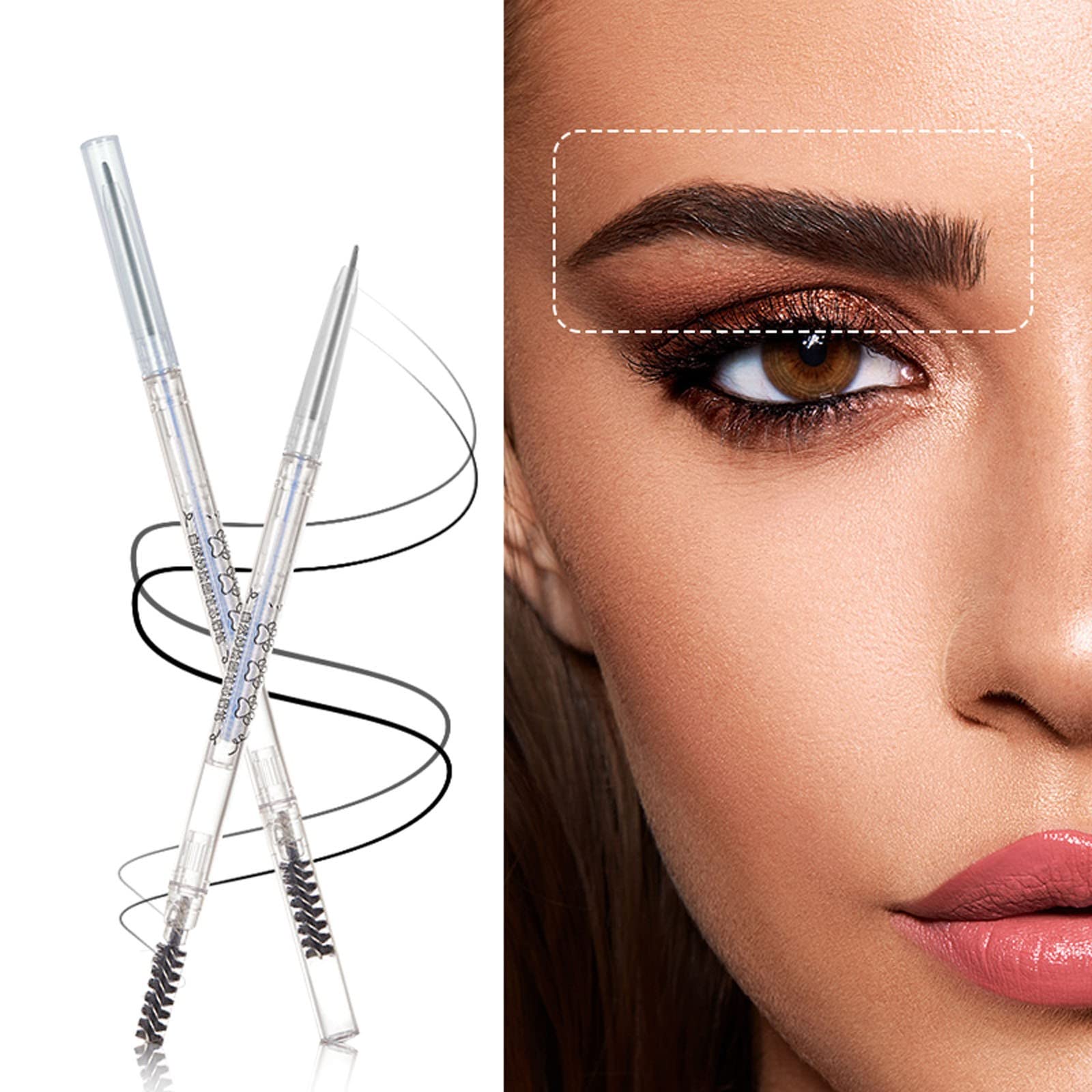 Олівець для брів Black Водостійкий Жиротривкий Двосторонній Автоматичний Щіточка Кришка (A, Один розмір), фото №3