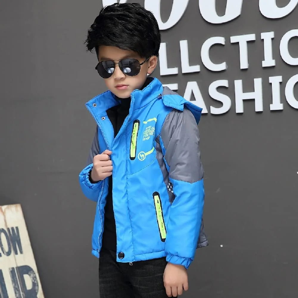 Пуховик для мальчиков AUSOWELL Детская зимняя куртка с капюшоном, утепленная куртка, ветрозащитная куртка для походов, для активного отдыха зимой, осенью и весной, фото №3