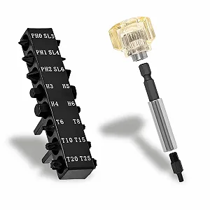 Міні-викрутка 10 в 1 з бітами зі сталі S2 та ручкою з целюлозацетату - Фото 1