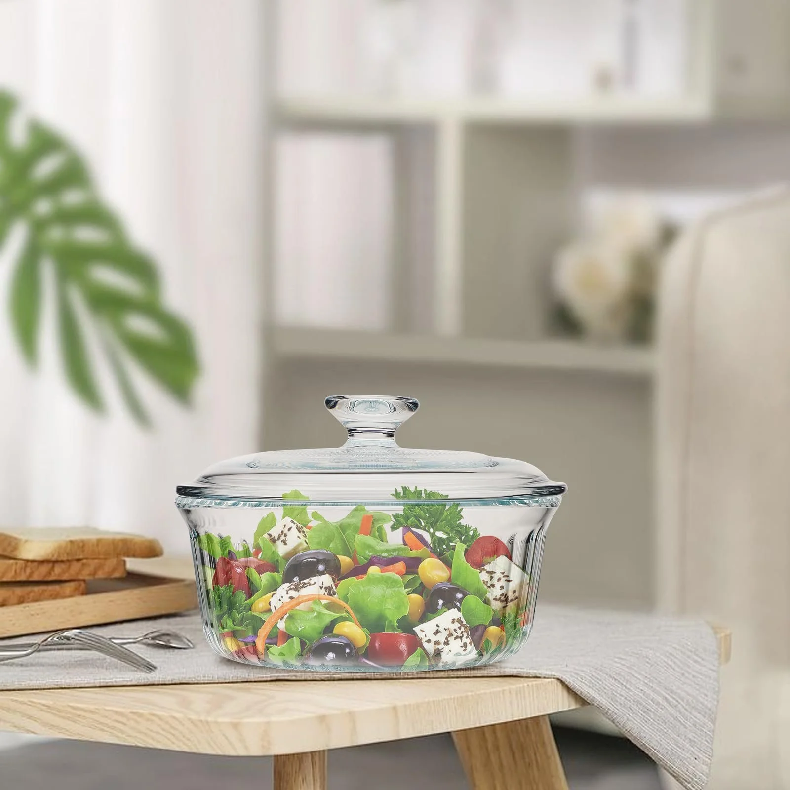 Кастрюля стеклянная LIFKOME круглая с крышкой, термостойкая, боросиликатное стекло, фото №5 Кастрюля стеклянная LIFKOME круглая с крышкой, термостойкая, боросиликатное стекло, фото №5