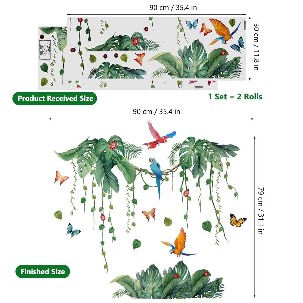 Наклейка на стіну Jungle Tropical Leaves 79 x 90 см, фото №2