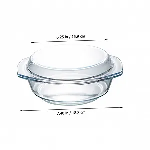 Кастрюля VILLCASE стеклянная круглая с крышкой жаростойкая из закаленного стекла synthetic.ua - Фото 1