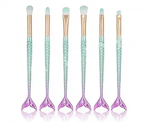 Набір пензлів для макіяжу Gshy, 6 штук, русалка, для очей - Фото 1