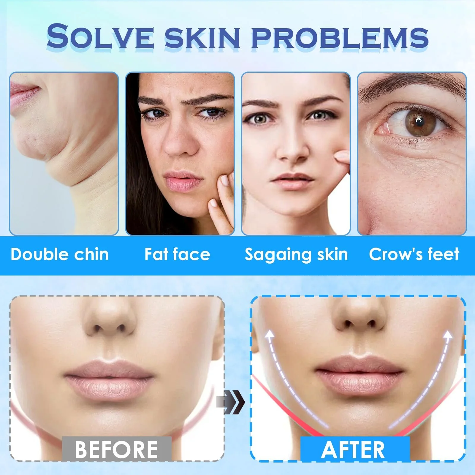 Стрічки для підтяжки обличчя LURNODY, 60 шт., невидимі наклейки для підтяжки обличчя, фото №7