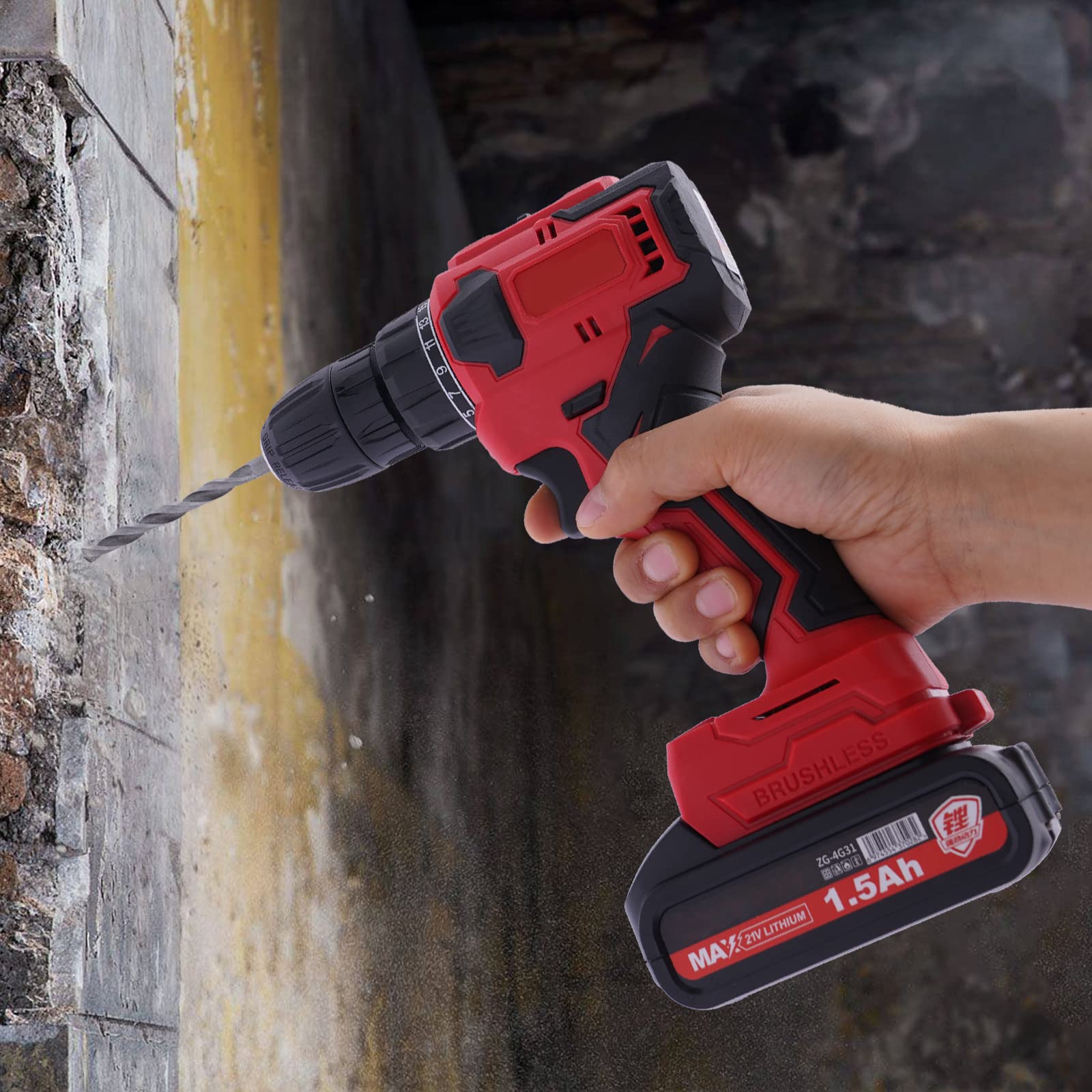 Шуруповерт Bazargame Cordless 21 В Brushless Hammer Drill 1580 Вт Аккумуляторный Гайковерт Бесщеточный 25 Скоростей Набор Шуруповерта с Портативным Кейсом, фото №2