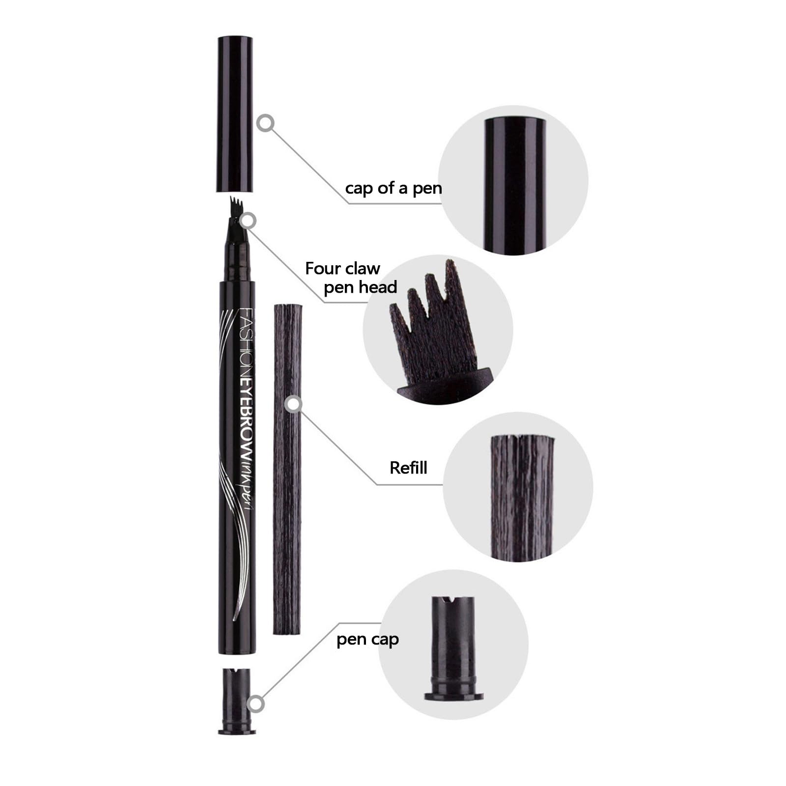 Олівець для брів 3D Водостійкий Тату олівець 4-Гілковий Кінчик Сірий, фото №3 Олівець для брів 3D Водостійкий Тату олівець 4-Гілковий Кінчик Сірий, фото №3