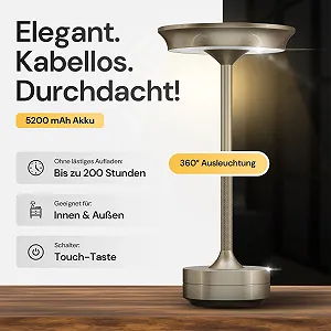 Настольная лампа LED Wireless Battery Dimmable USB-C 3 Light Colours IP54 Indoor and Outdoor Серебристая synthetic.ua - Фото 1