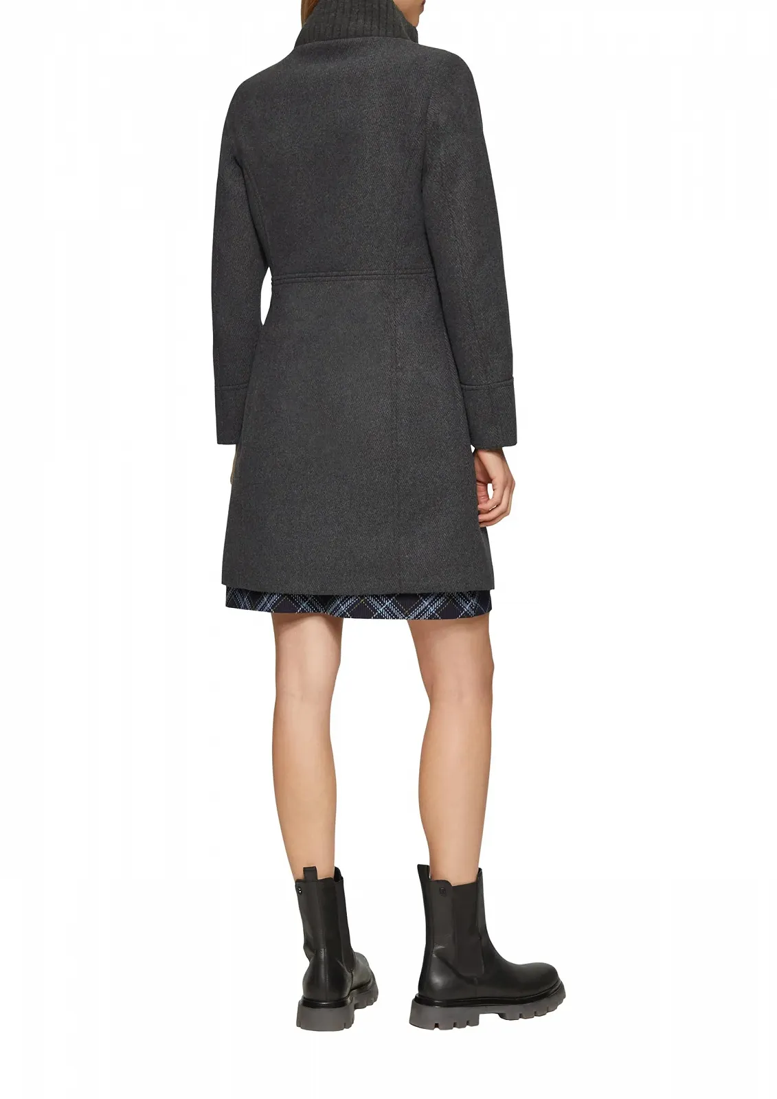 Пальто s.Oliver Твіл з трикотажним коміром-стійкою та кишенями, фото №4