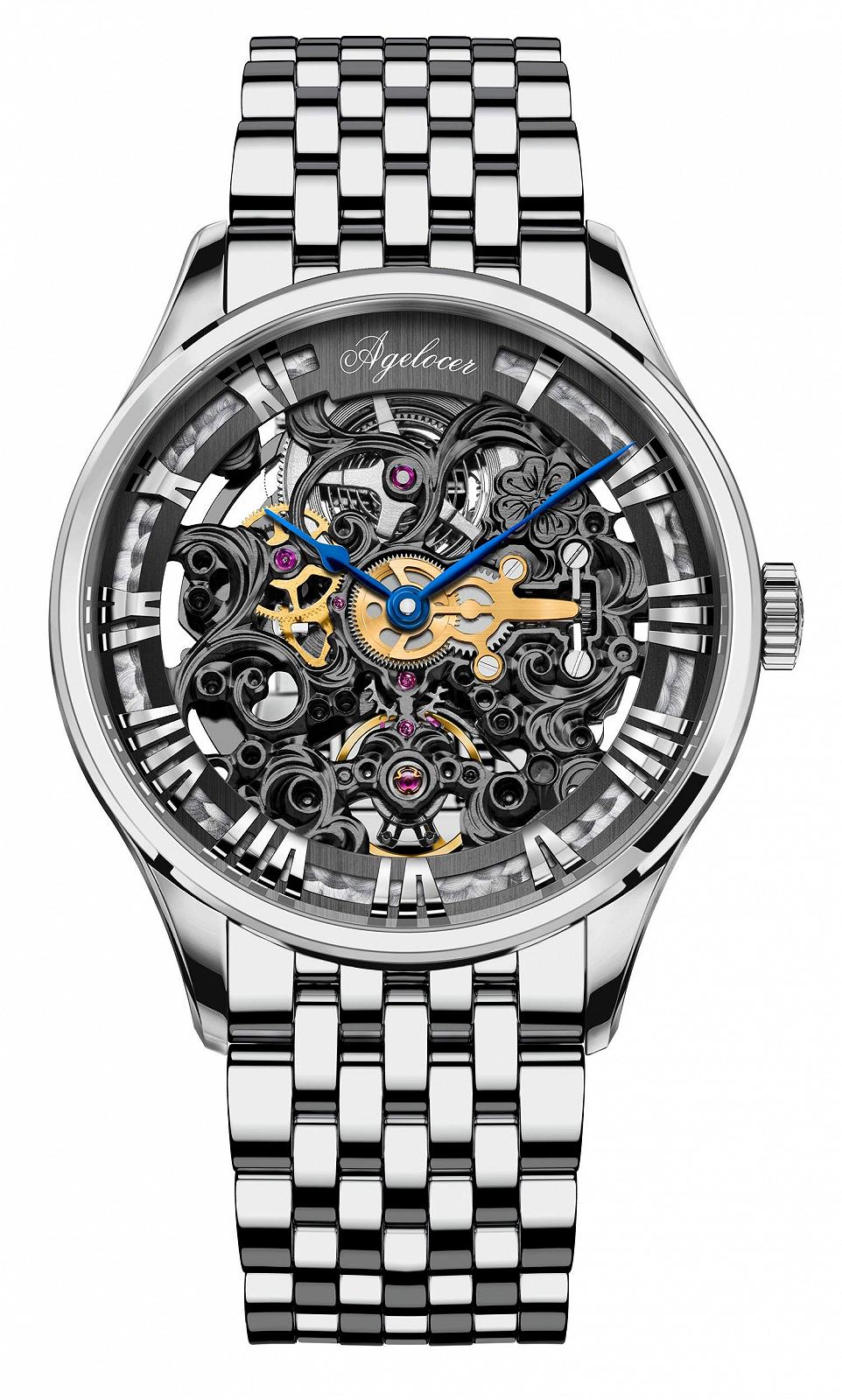 Мужские часы Agelocer Stainless Steel Skeleton Mechanical Automatic Luxury Watch Nk_5402a9 Браслет, фото №1