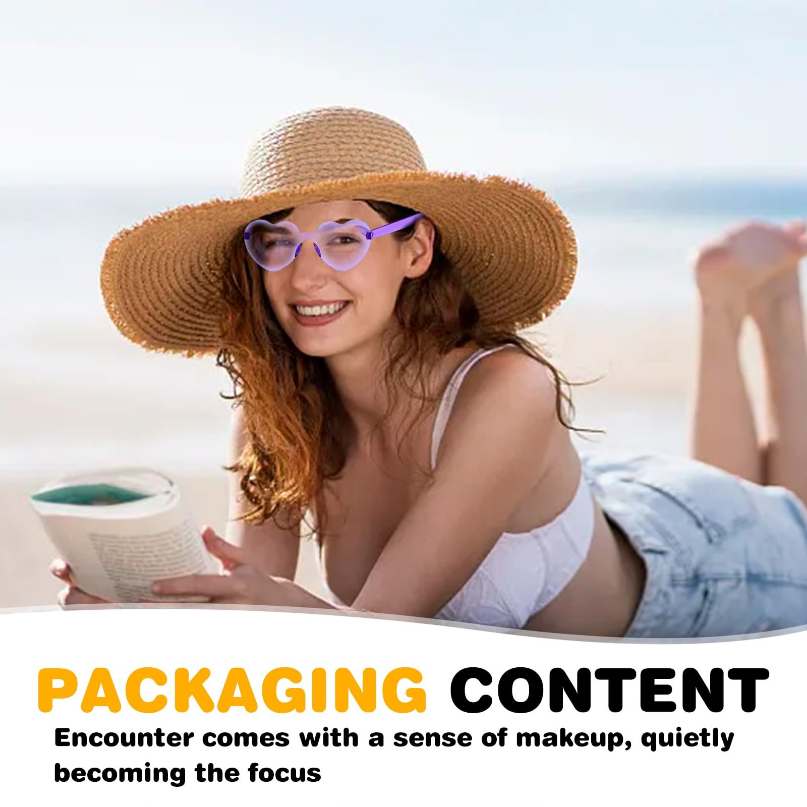 Сонцезахисні окуляри Серце Sporgo 16 пар Без оправи Неонові Різнокольорові Прозорі, фото №6