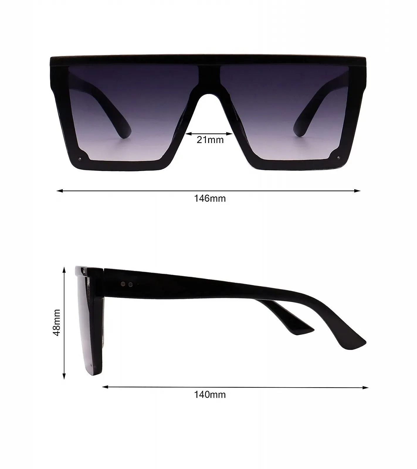 Сонцезахисні окуляри Квадратні Великі FOURCHEN Модні Плоскі Зверху Велика оправа, фото №2