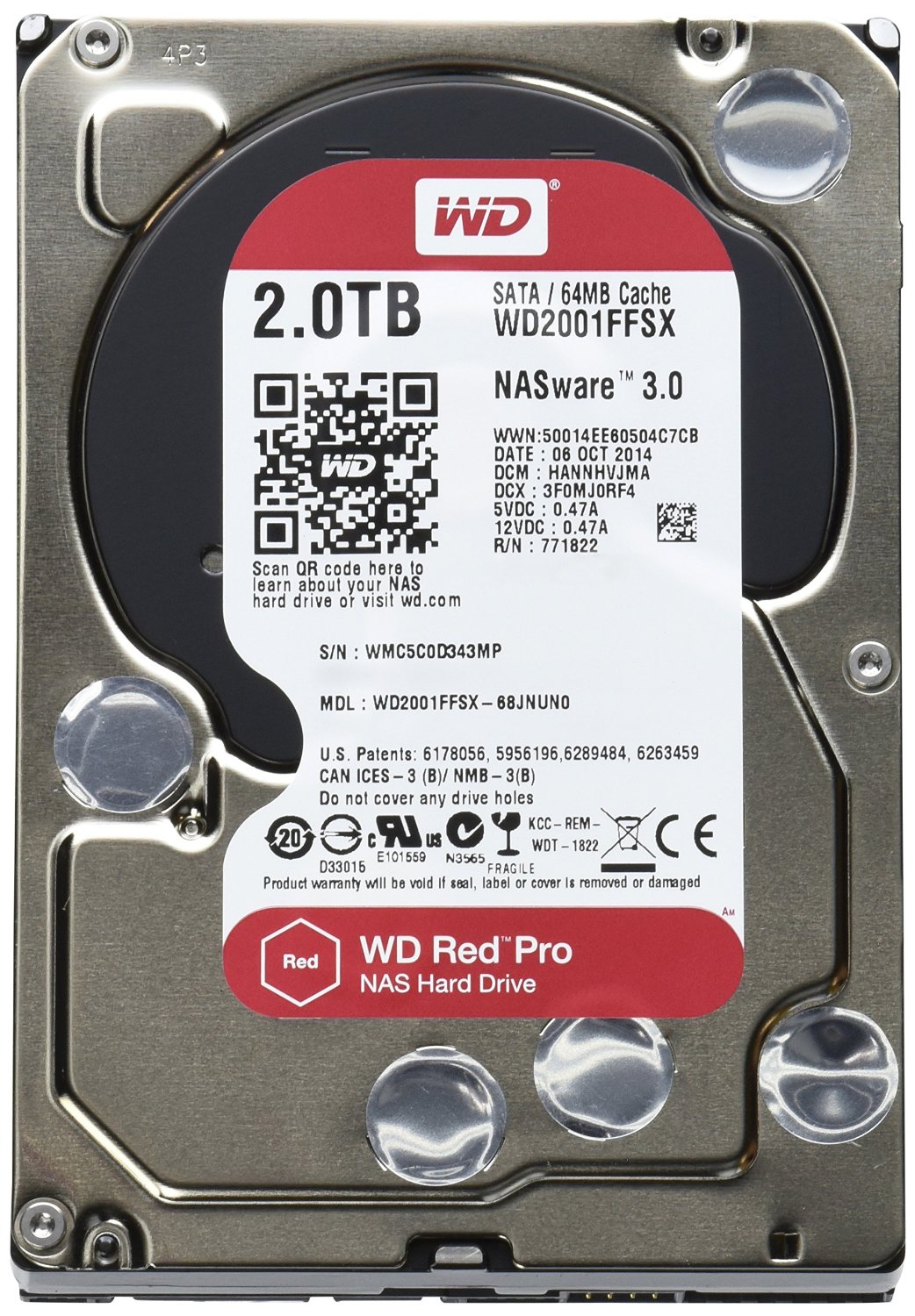 Внутрішній жорсткий диск Western Digital 2TB 3.5" SATA 3.0 7200 64MB red Pro NAS WD2002FFSX, фото №1