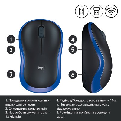 Мышка Logitech M185 blue (910-002239), фото №4
