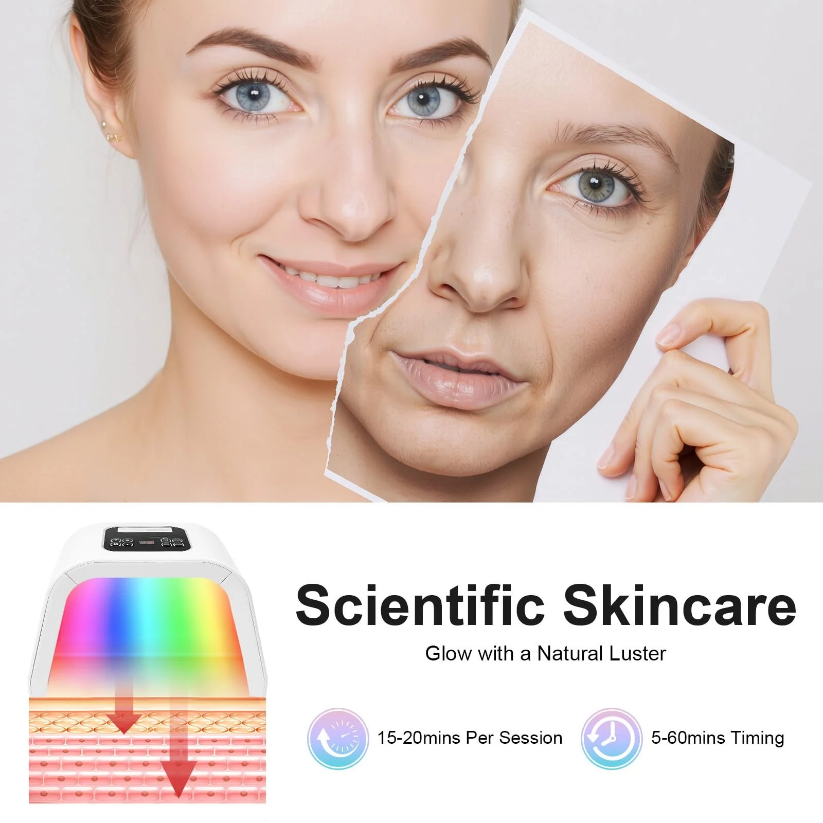 Маска для лица 7 цветов LED терапия Лампа PDT фотонная терапия Светотерапия, фото №4 Маска для лица 7 цветов LED терапия Лампа PDT фотонная терапия Светотерапия, фото №4