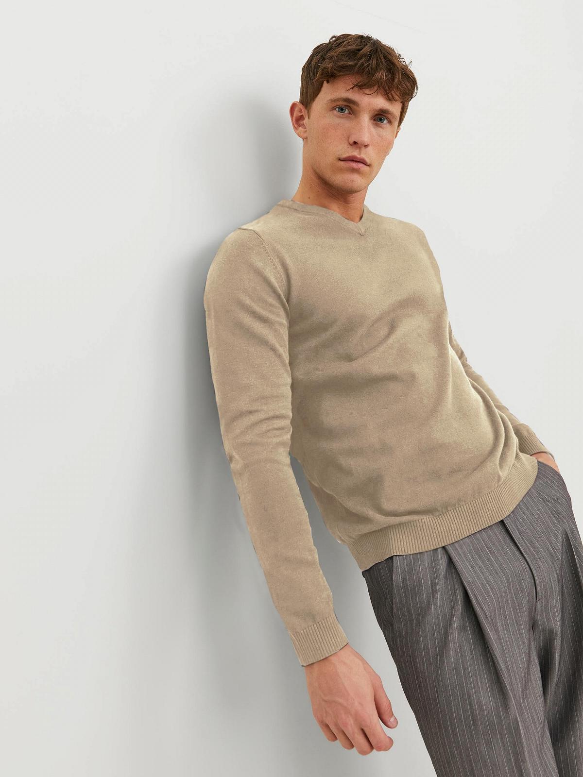 Джемпер з V-подібним вирізом JACK & JONES Чоловічий в'язаний, фото №3