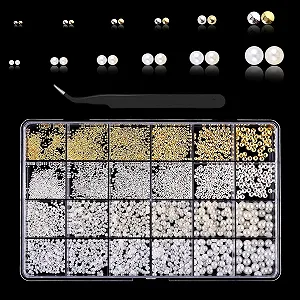 Бусины для ногтей Flatback Beads 1 Box Gold Silver White Beige Rhinestones DIY Nail Art Decor - Фото 1