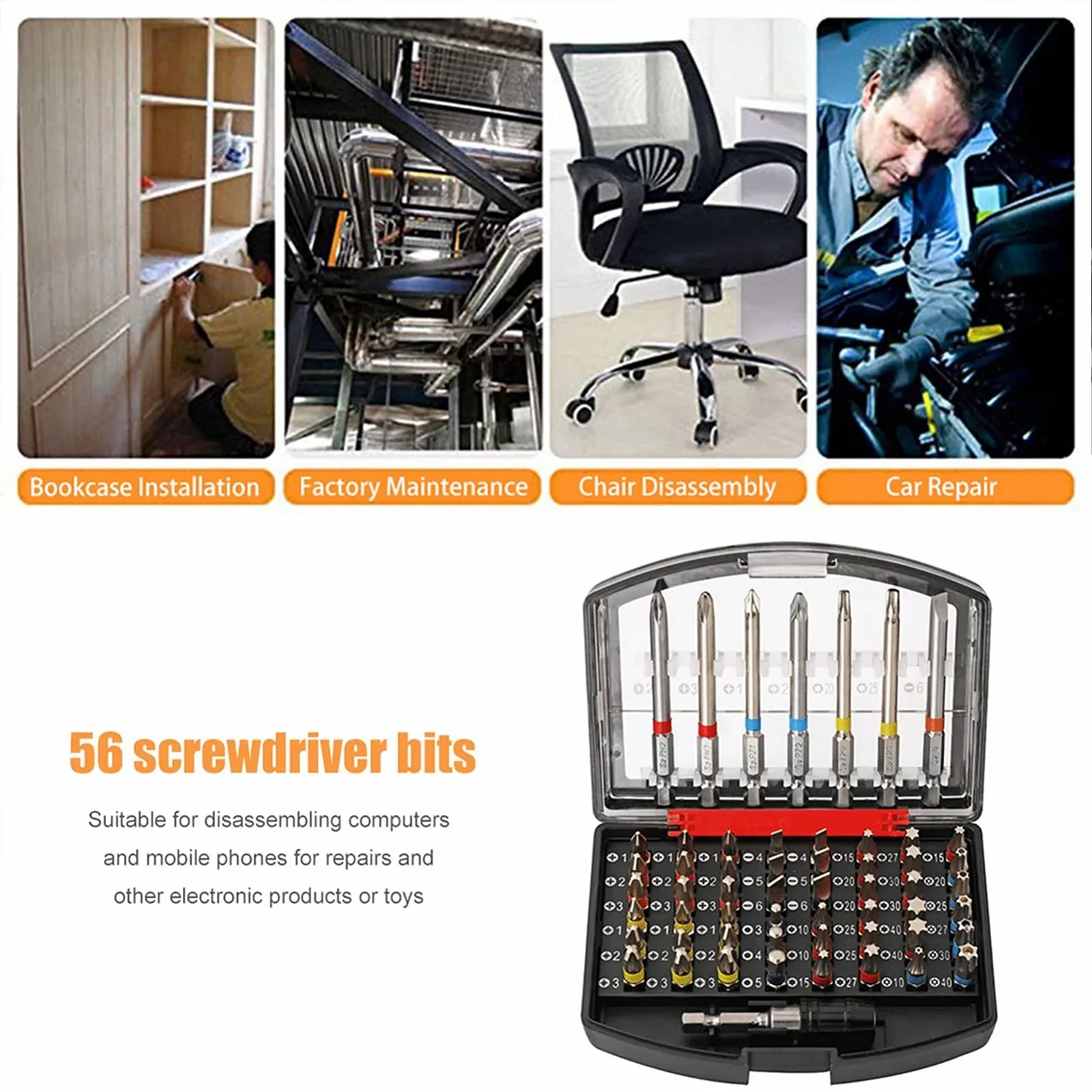 Набор отверточных бит Set 56-в-1 для ремонта электроники S2, фото №6