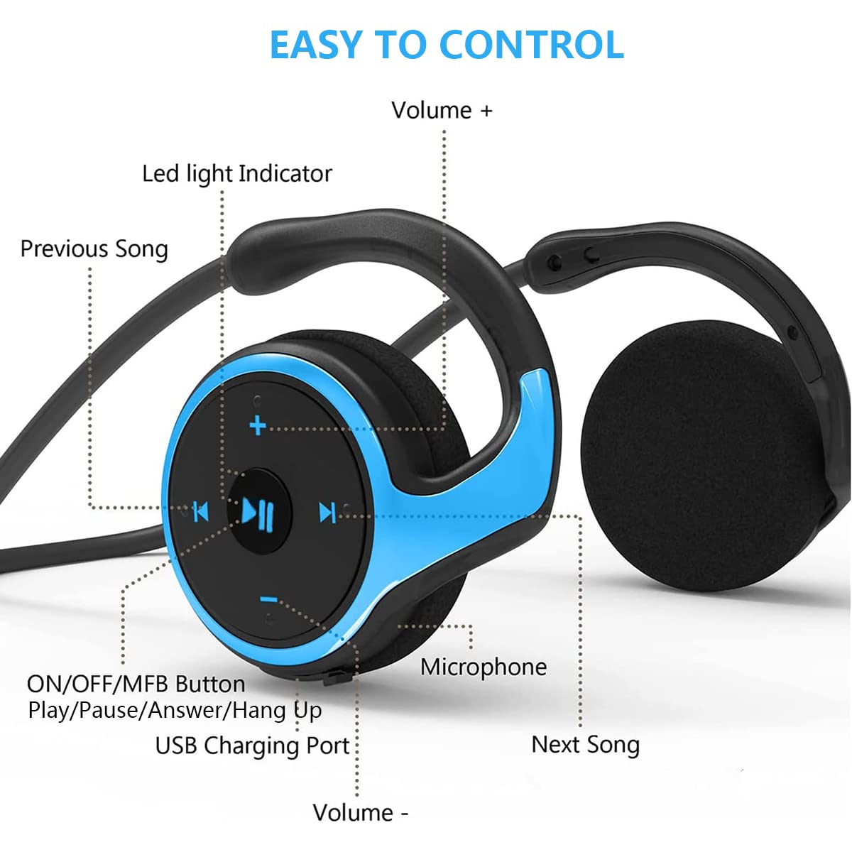 Навушники Bluetooth 5.0 Ear Hook Спортивні з мікрофоном для шумопригнічення Supports TF Card & FM Radio Стерео MP3 Безпровідні Red, фото №4